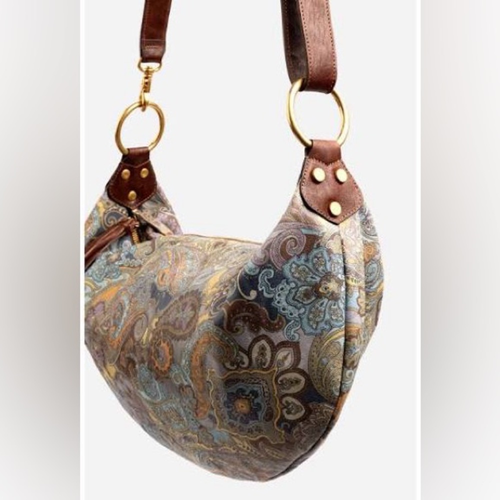 Johnny Was Sandalwood Italian Leather Faithful Bag Like New